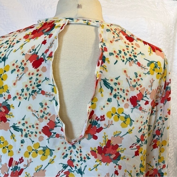 Zara Basic Womens Cream Floral 3/4 Sleeve Blouse, Size Large - Picture 8 of 12